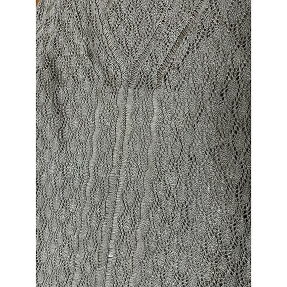Lauren Ralph Lauren Metallic Linen Blend Crochet Sweater Dress XL Pewter NWT - Picture 10 of 14